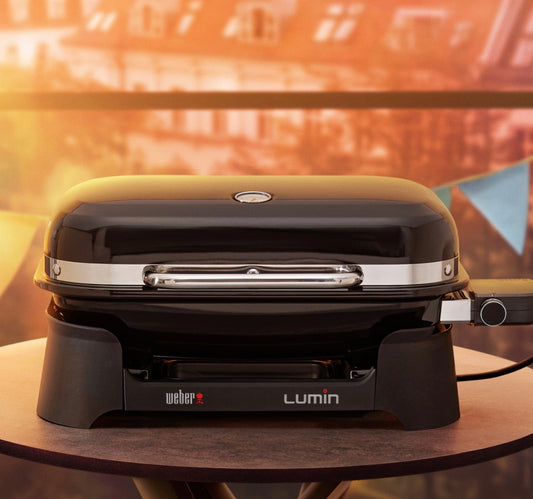 WEBER ELEKTROGRILL LUMIN (2026) MIT PREMIUM STAND + GRATIS GRILLPLATTE