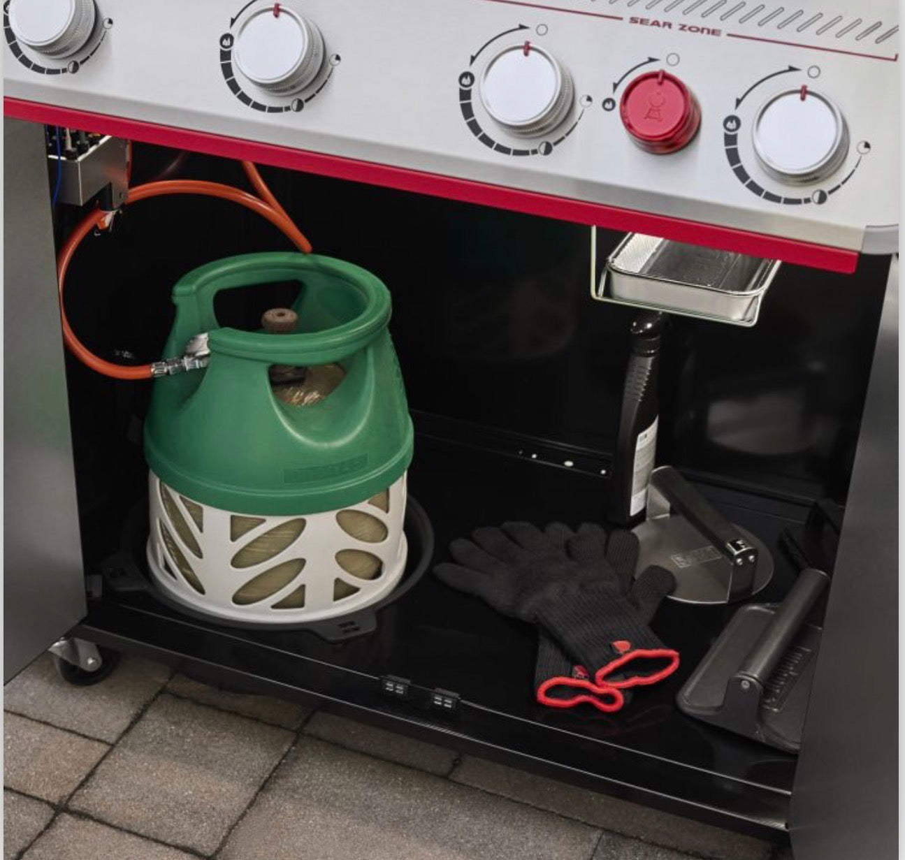 WEBER GASGRILL GENESIS E-330WR, STEALTH EDITION, INKLUSIVE DREHSPIESS U. ABDECKHAUBE