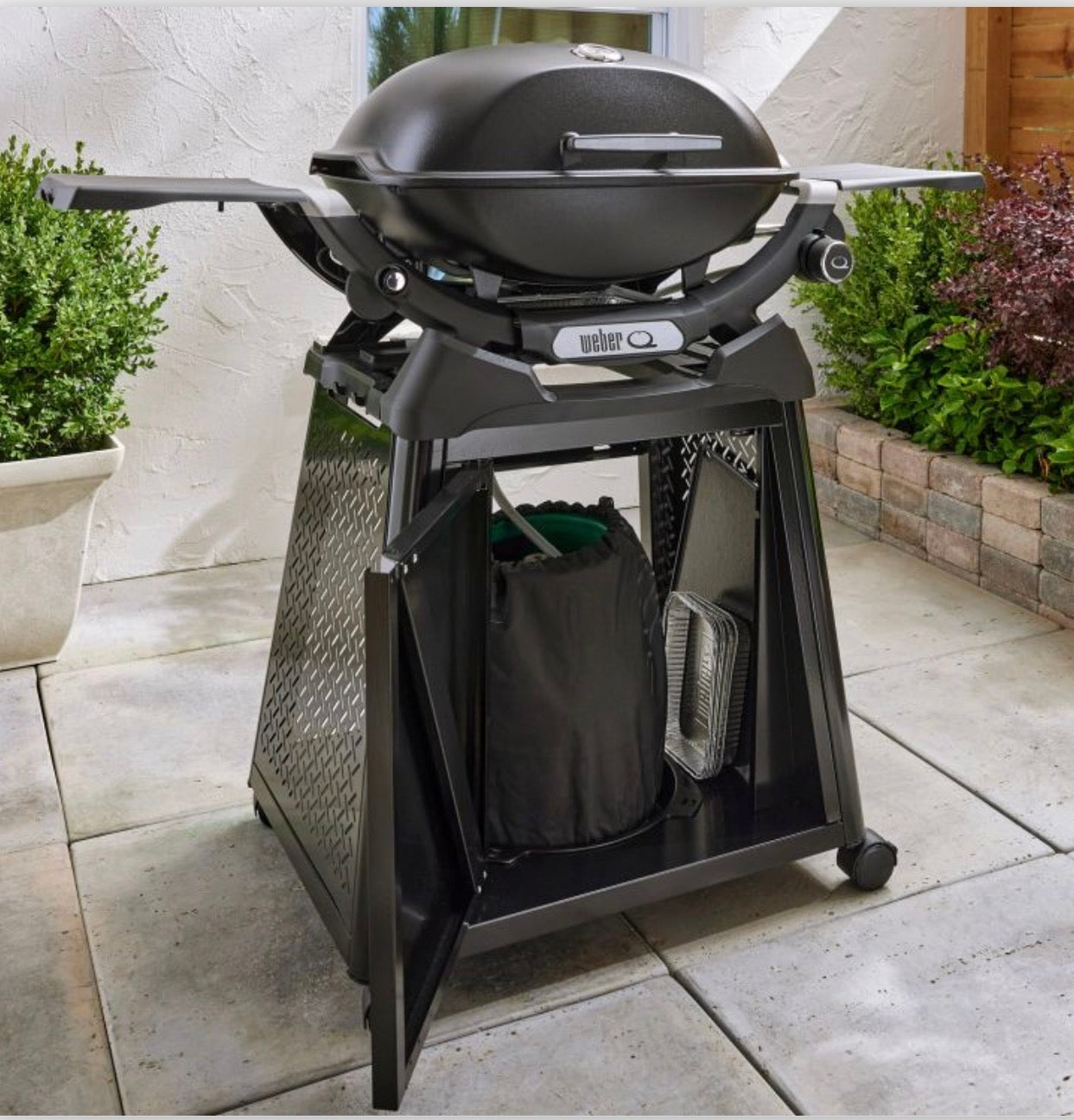 WEBER GASGRILL Q 3200N+ MIT ROLLWAGEN, BLACK, INKLUSIVE ABDECKHAUBE