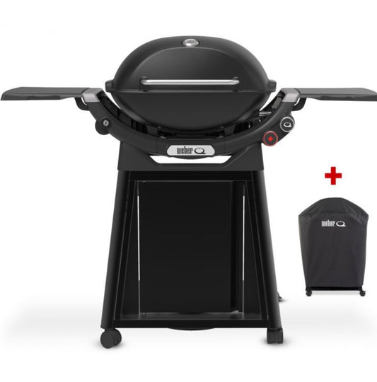WEBER GASGRILL Q 3200N+ MIT ROLLWAGEN, BLACK, INKLUSIVE ABDECKHAUBE