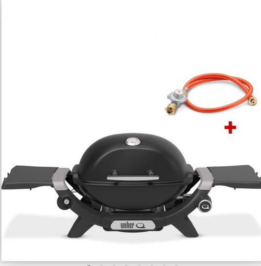 WEBER GASGRILL Q 1200N, BLACK + GASFLASCHENADAPTER